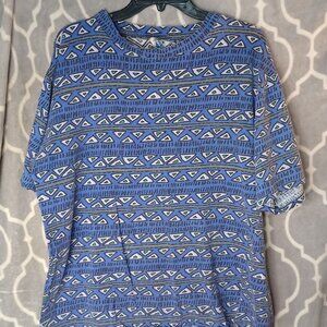 Vintage Pacific Heat Surfer Skater Shirt Geometric Blue Size XL? Boxy fit